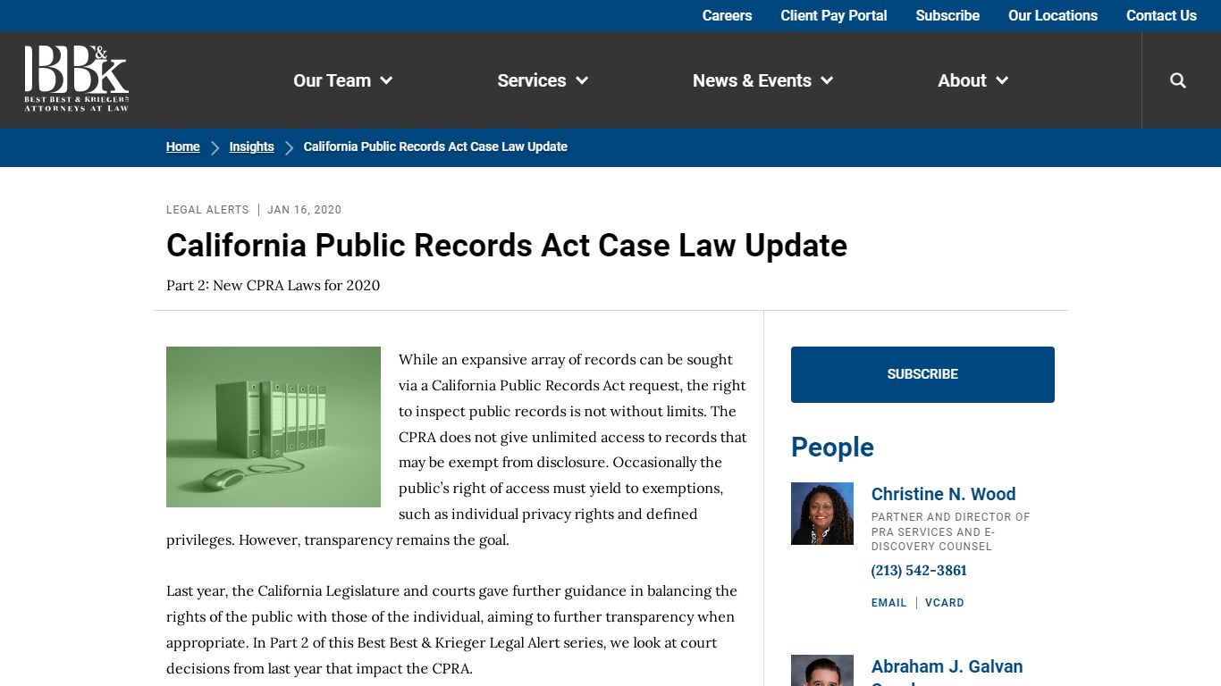 California Public Records Act Case Law Update